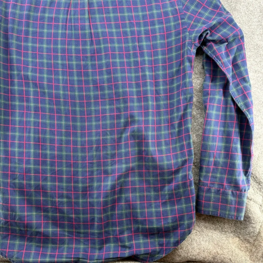 Vineyard Vines Button Down Mens S Blue Red Green Plaid Long Sleeve Cotton Shirt